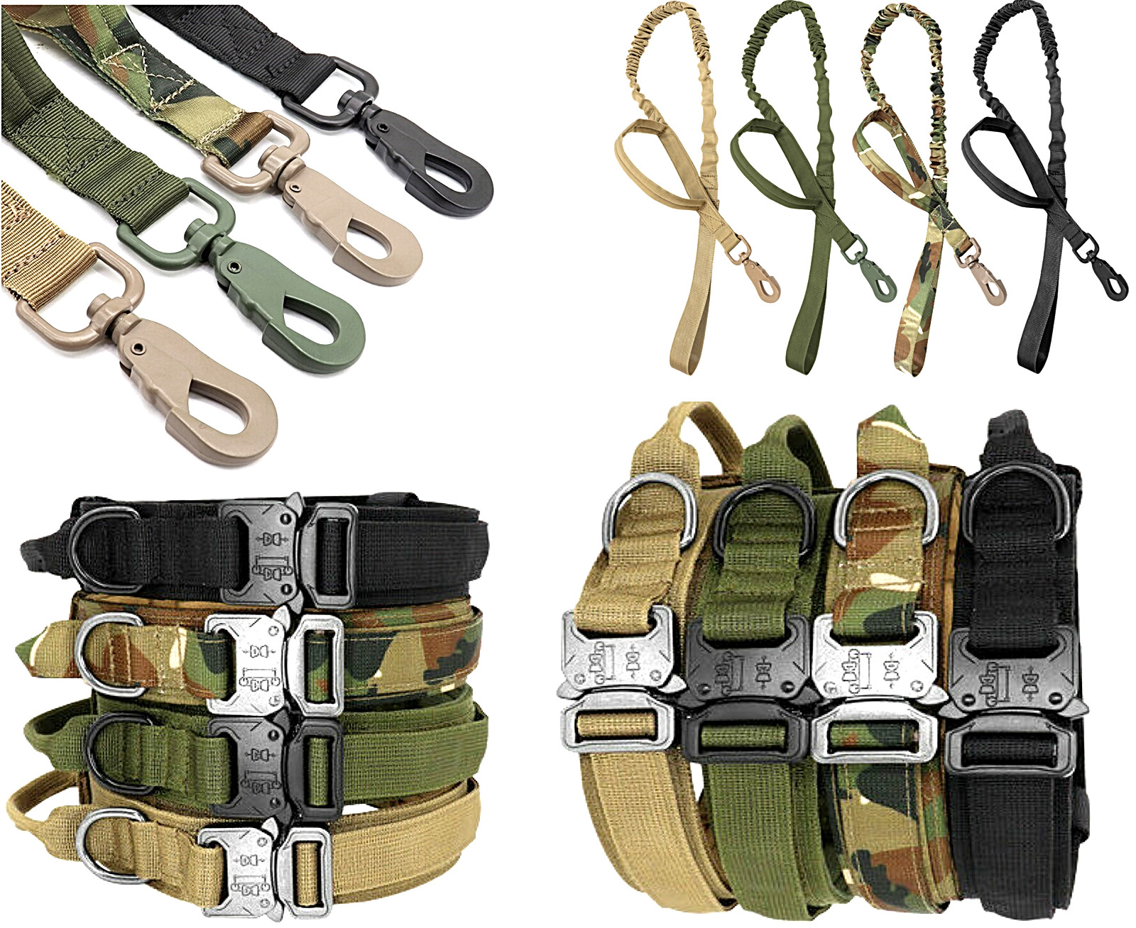 Leash + Collar Heavy Duty K9 Tactical Training Pet Dog Metal Buckle M, L, XL New