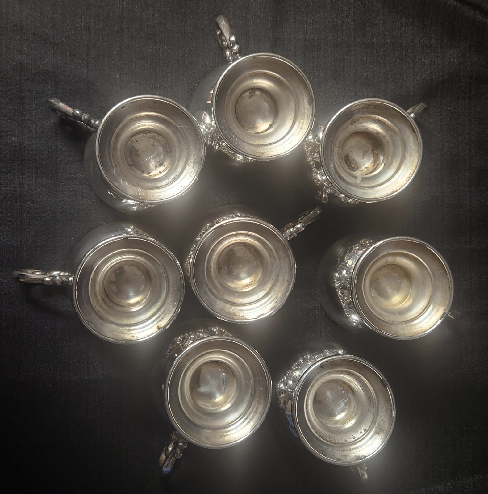 Vintage Silver Plated Punch Cups Victorian/Georgian Style - Set of Eight