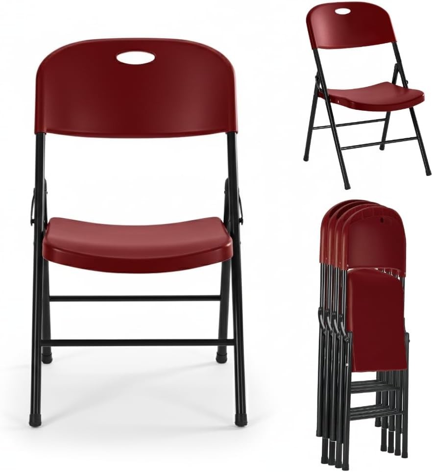 Heavy Duty Plastic Folding Chair for Events, Party, Wedding - 450lb Weight Limit