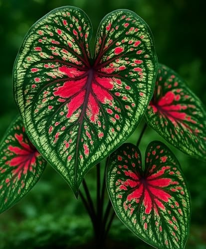 2 Spicy Lizard Caladium Bulbs for Planting - Great Indoor Plants