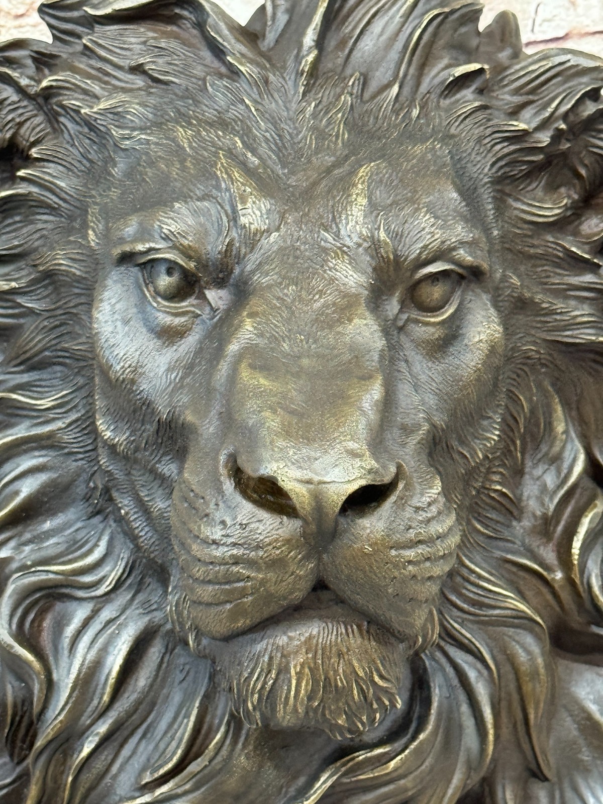 Wall Mounted Hanging Lion Head Bust Sculpture Decor Signed Original Milo 18"