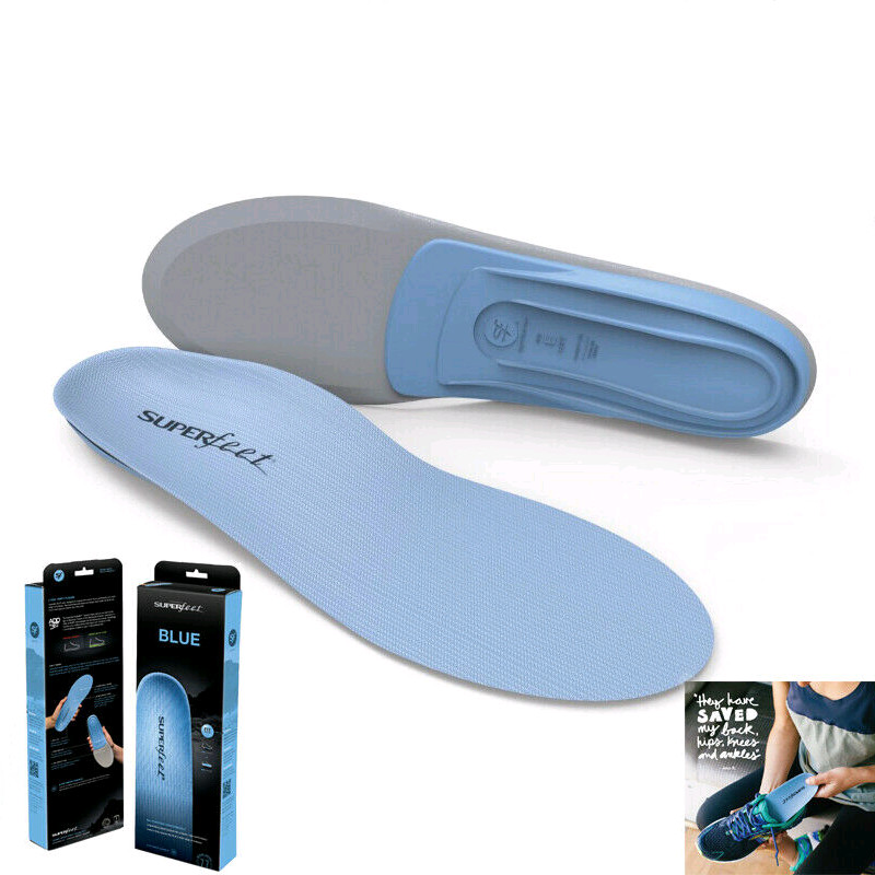 Superfeet blue Insoles, Professional-Grade High Arch Orthotic Insert USA