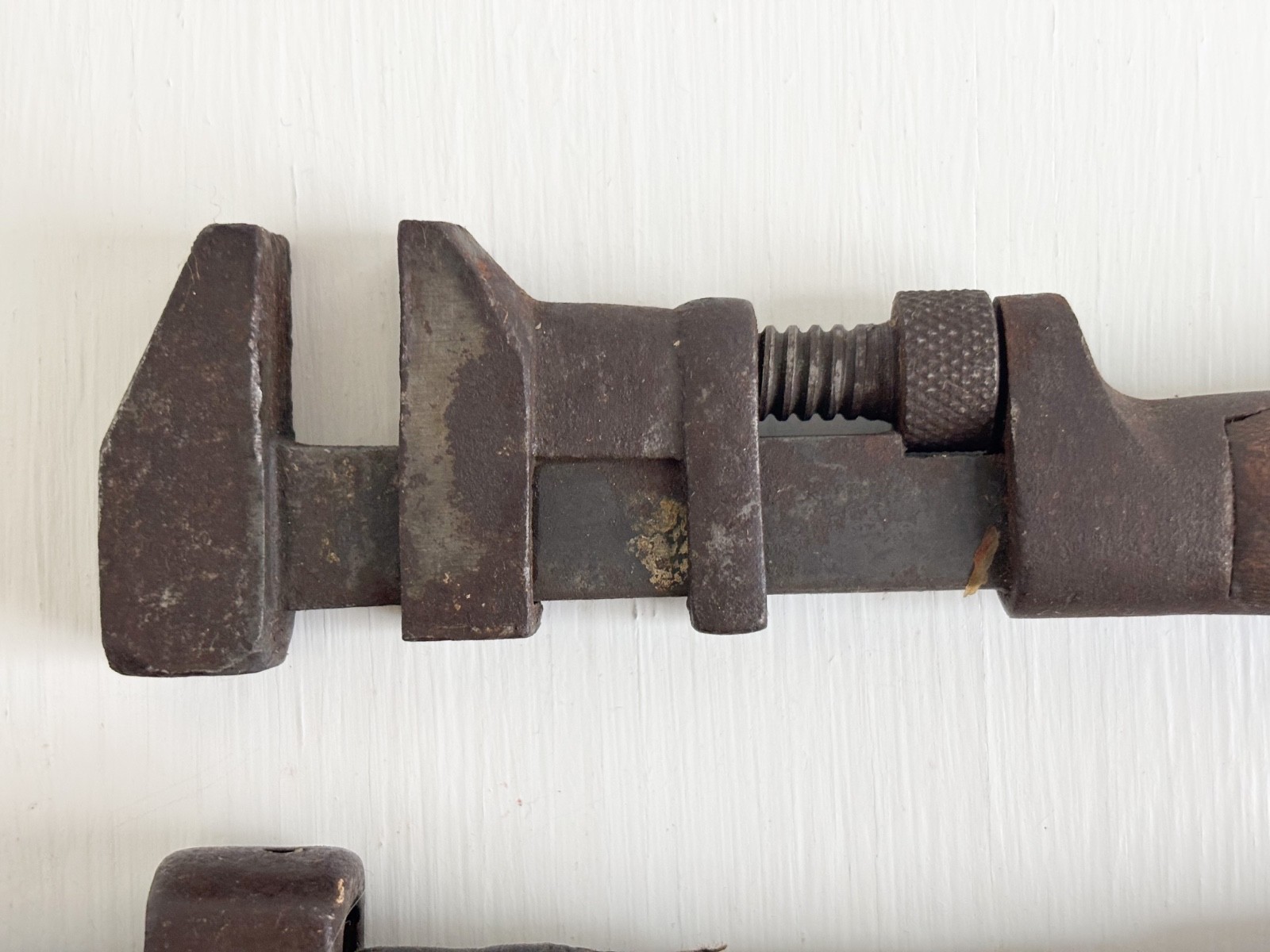 Set of Antique Wrenches—Stillson Pipe & Possible Coes Monkey Industrial Rustic