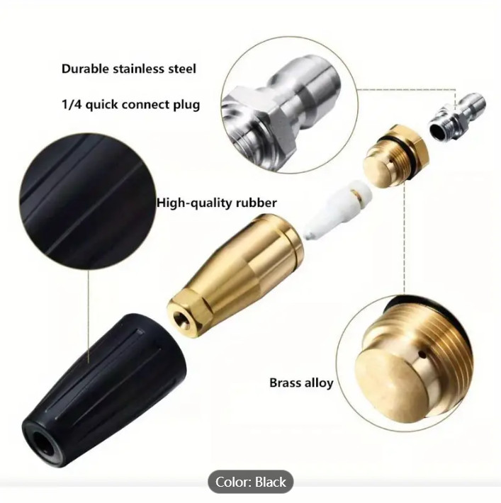 2.5GPM High Pressure Washer Rotating Turbo Nozzle Spray Tip 4000PSI 1/4" Quick