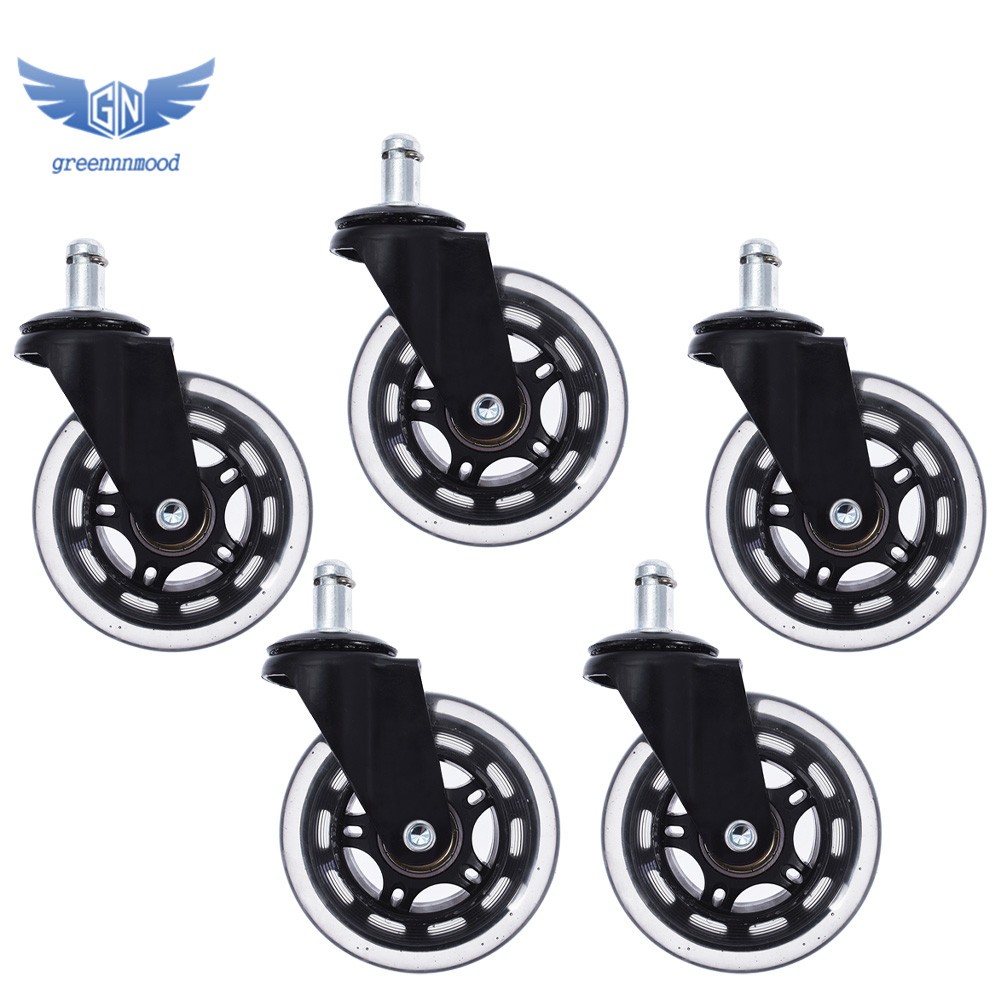 5PC 3 inch Heavy Duty Office Chair Caster Rubber Swivel Wheels Replacement Set