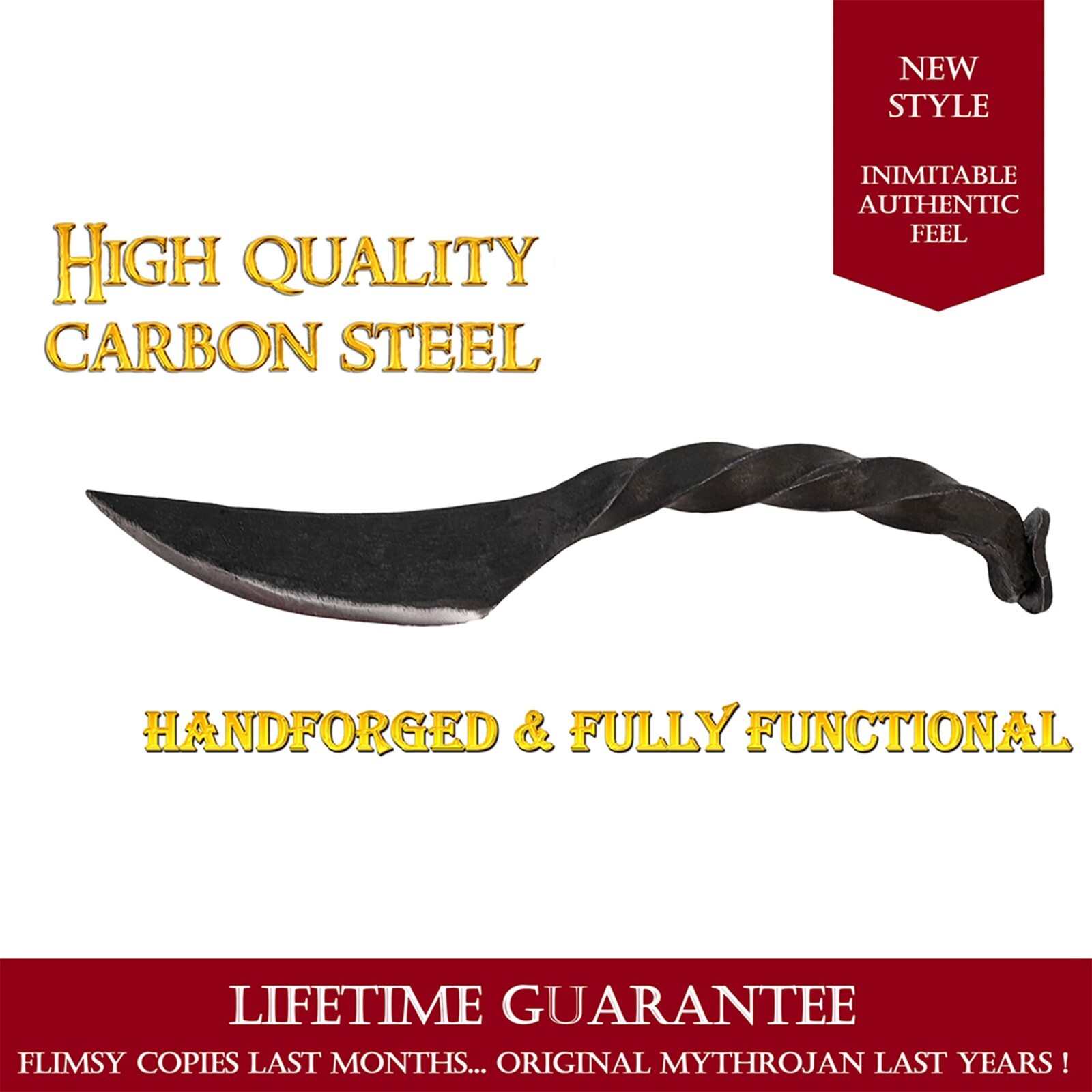 Hunting Pocket Knife Carbon Steel Railroad Spike Handforged Twisted Handle Black