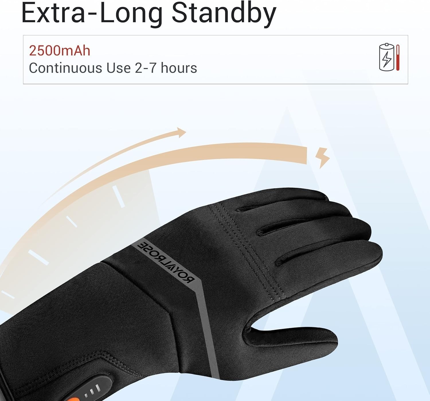 Royalrose Heated Gloves Liners for Men/Women Rechargeable Waterproof Size Med.