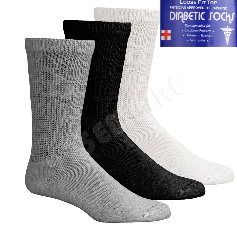 Lot 3 6 12 Pairs Men's Circulatory Diabetic Crew Socks Size 9-11 10-13 13-15