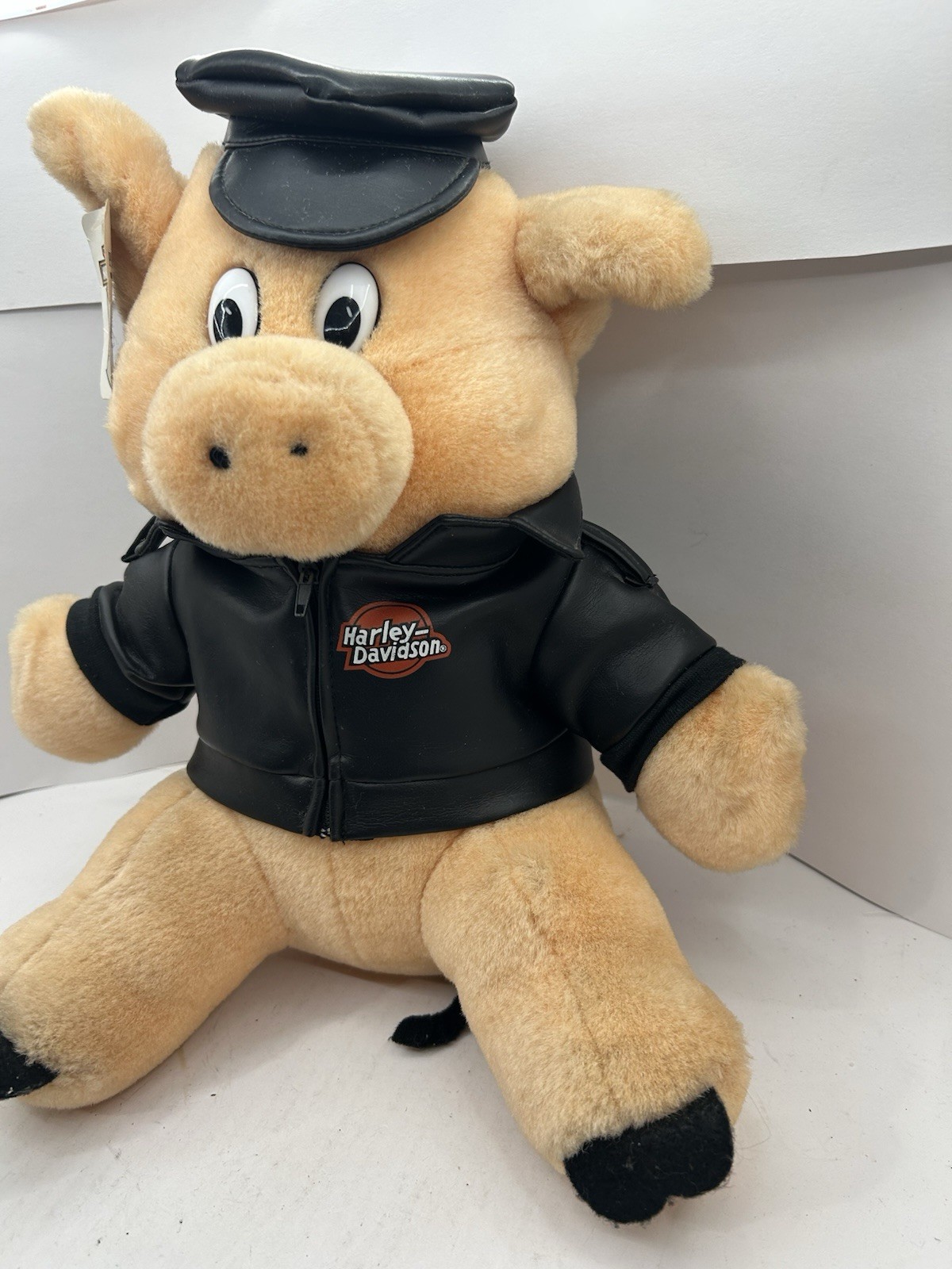 VTG 1993 Harley Davidson Hog Biker Plush Pig With Leather Jacket- NEW WITH TAGS