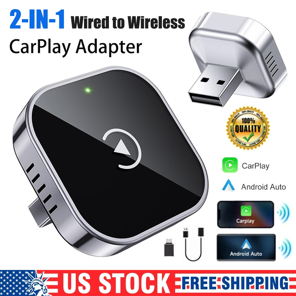 Wireless CarPlay Adapter for Apple iPhone & Android Auto USB Adapter Plug & Play