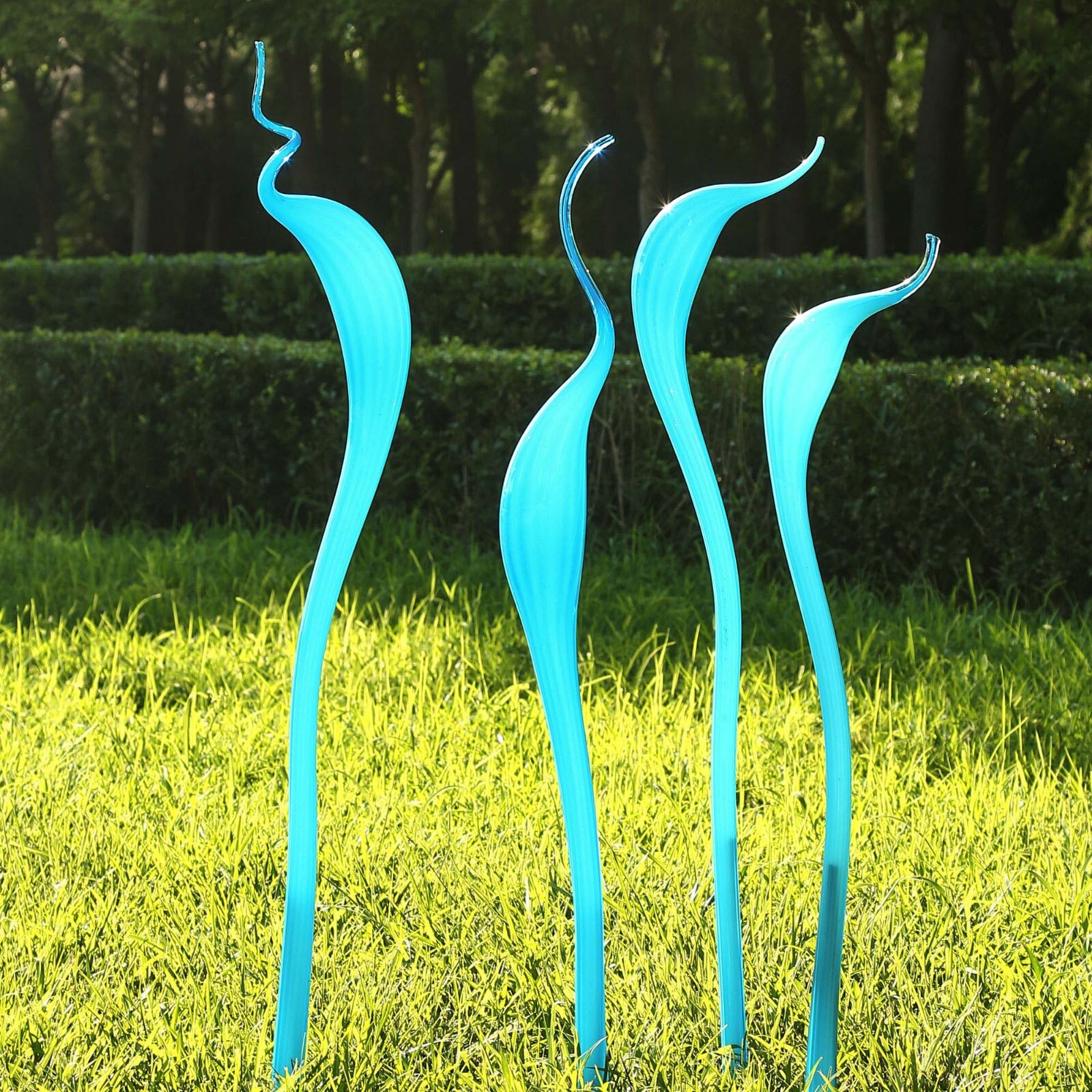 Hand Blown Glass Art Spiral Sculpture for Yard Lawn Public Space Decoration