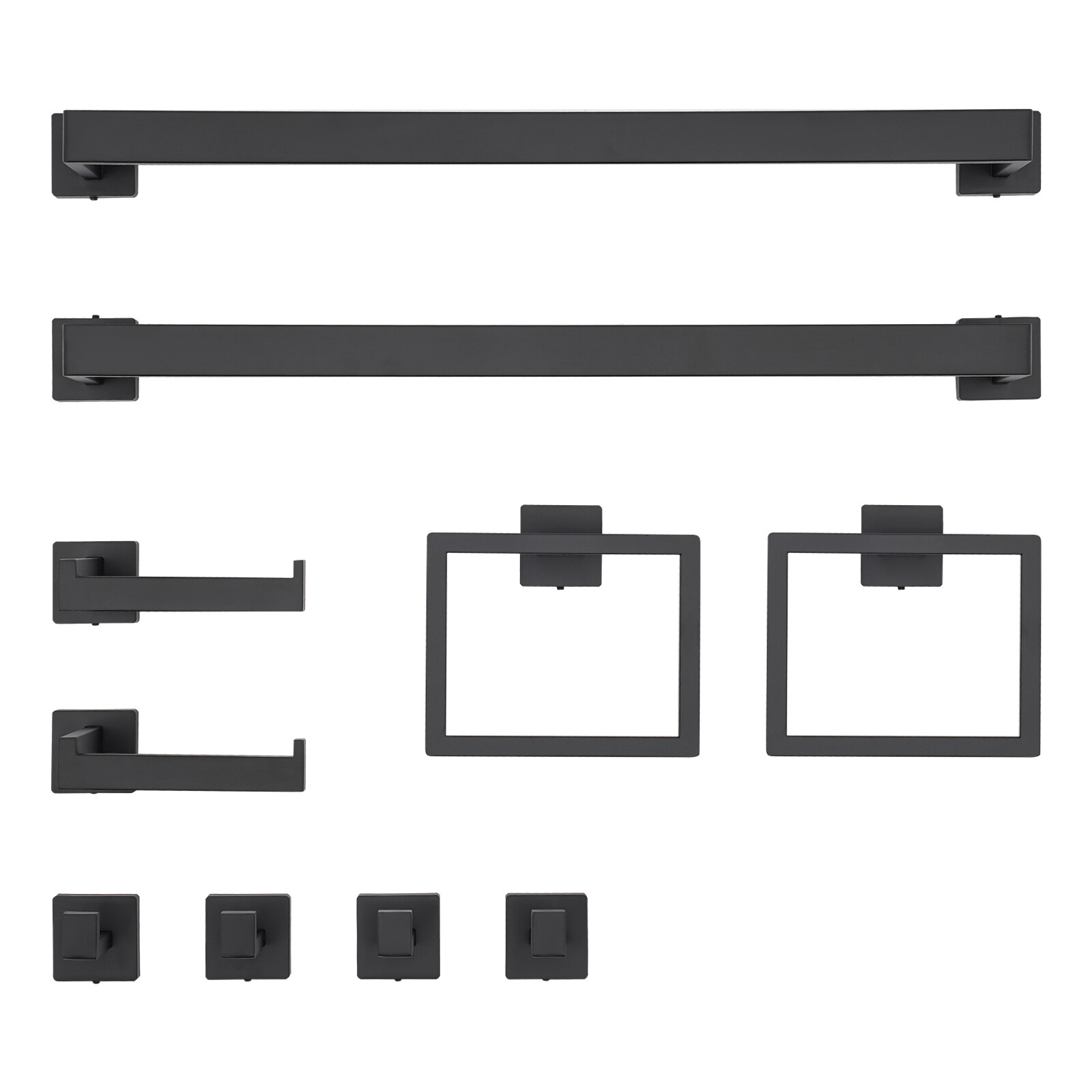10-piece Matte Black Bathroom Accessories Set Wall Mounted Bathroom Towel Bars