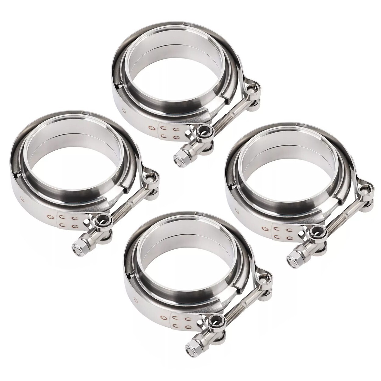 LokoCar 2.5 Inch V Band Clamp With Flange Male Female Stainless Steel 4Pcs