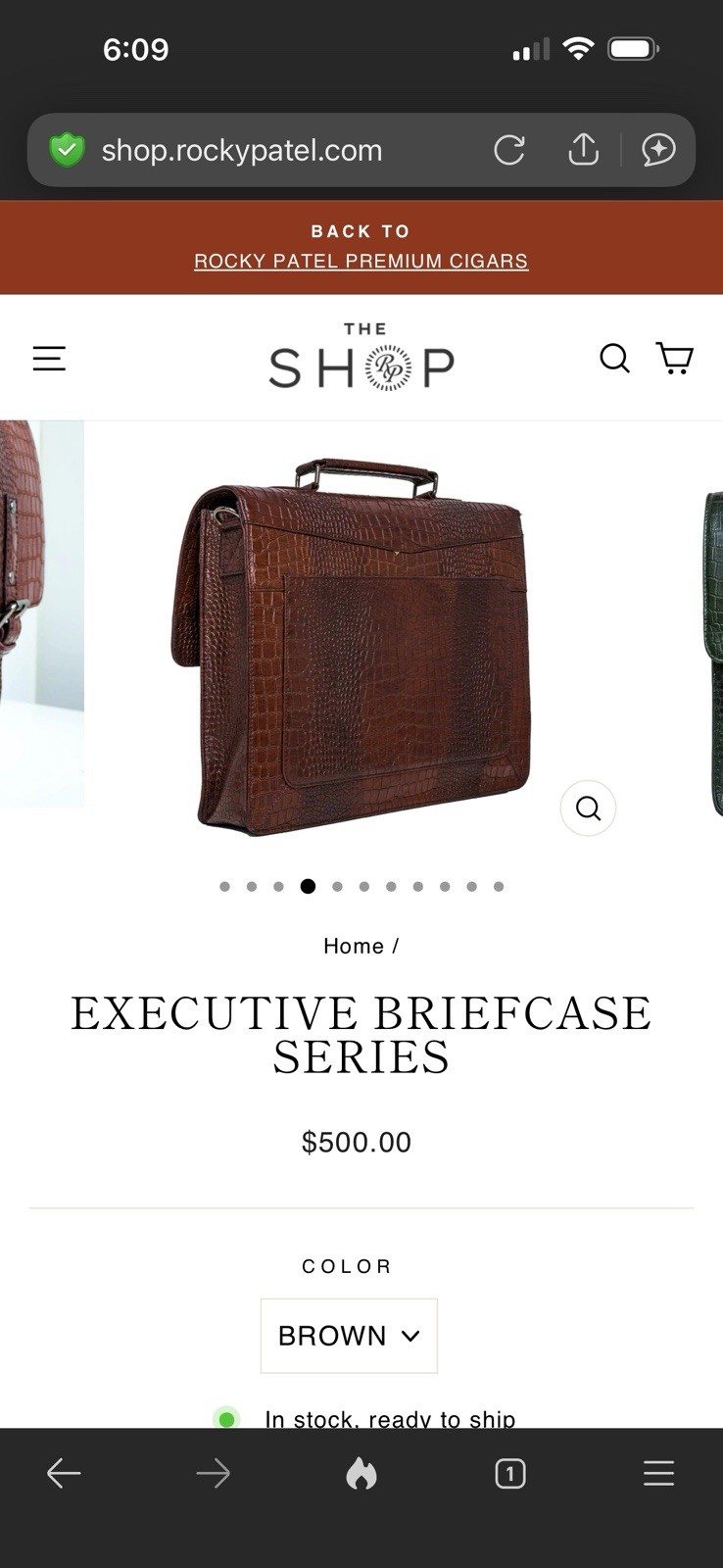 Rocky Patel Party Executive Briefcase – Brown Leather – Brand New