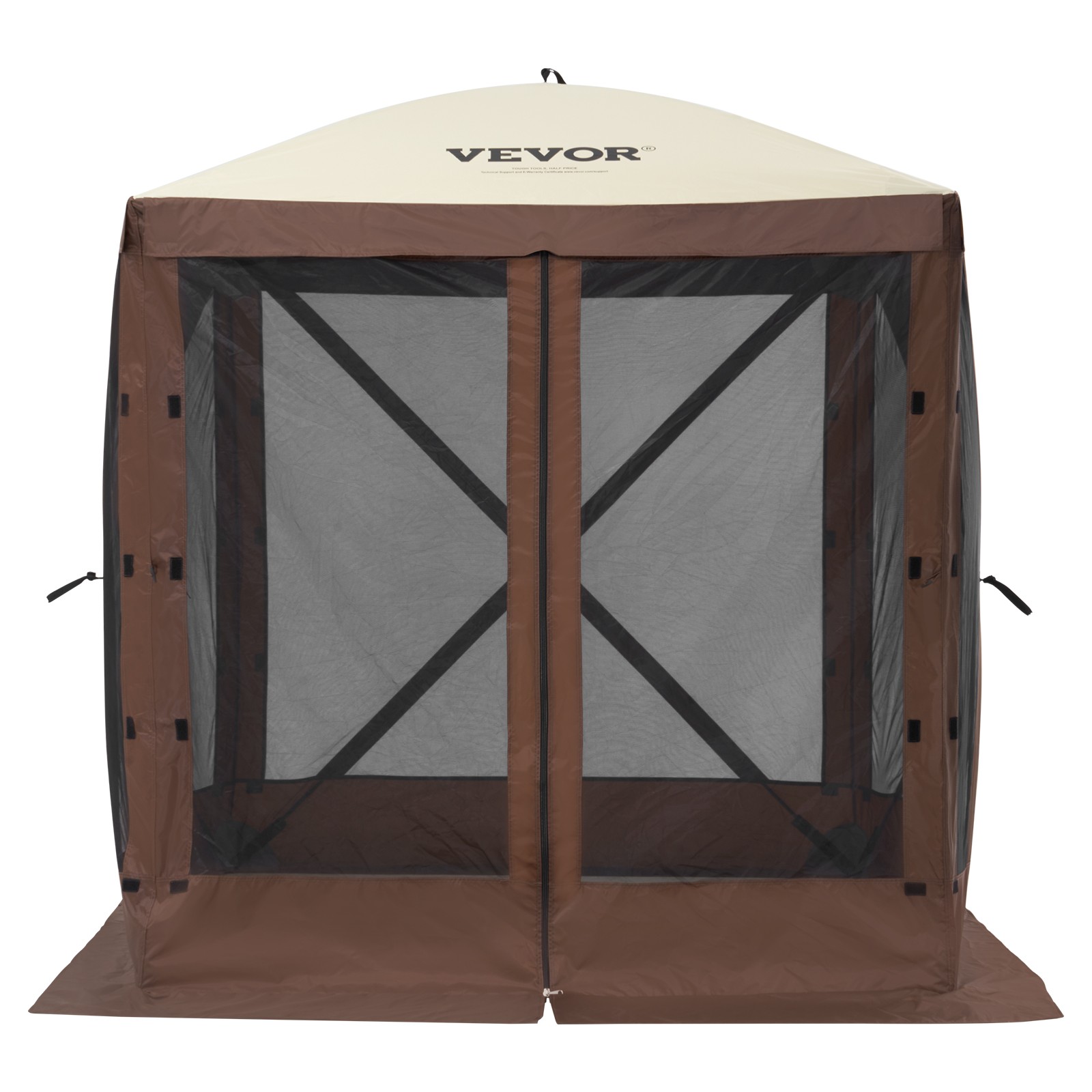 VEVOR Pop Up Gazebo Tent Pop-Up Screen Tent 4 Sided Canopy Sun Shelter Brown