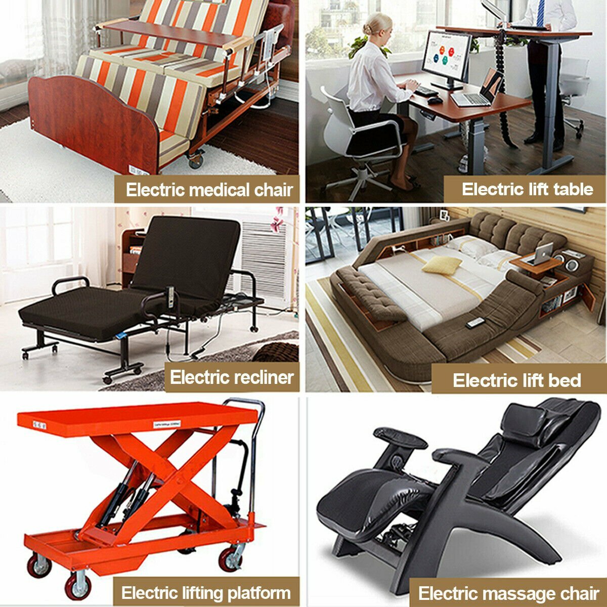 DC 12V 24V Electric Linear Actuator Cylinder Lift 1500N 3000N Stroke 2"~40" Fast