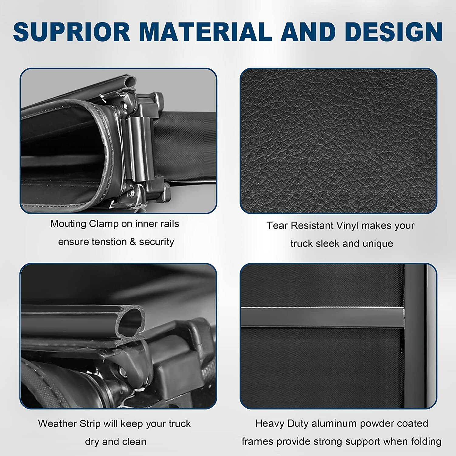 5.5FT Quad Fold/4 Fold Soft Truck Bed Tonneau Cover For 2015-2024 Ford F150