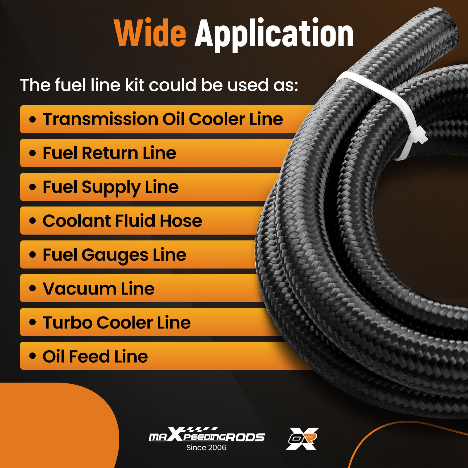 Black AN16 16AN AN-16 Hose Fuel line rubber Nylon braided fuel hoses 90° Safe