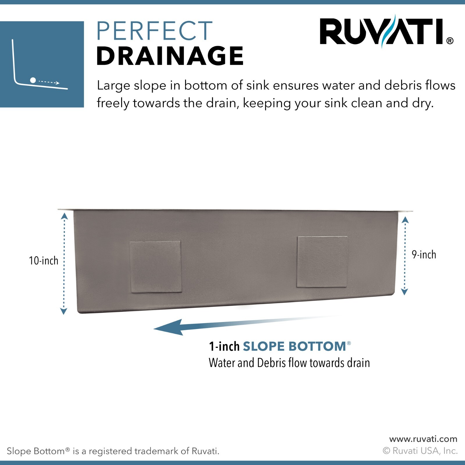 Ruvati 32-inch Slope Bottom Offset Drain Reversible 16Gauge Kitchen Sink-RVH7490