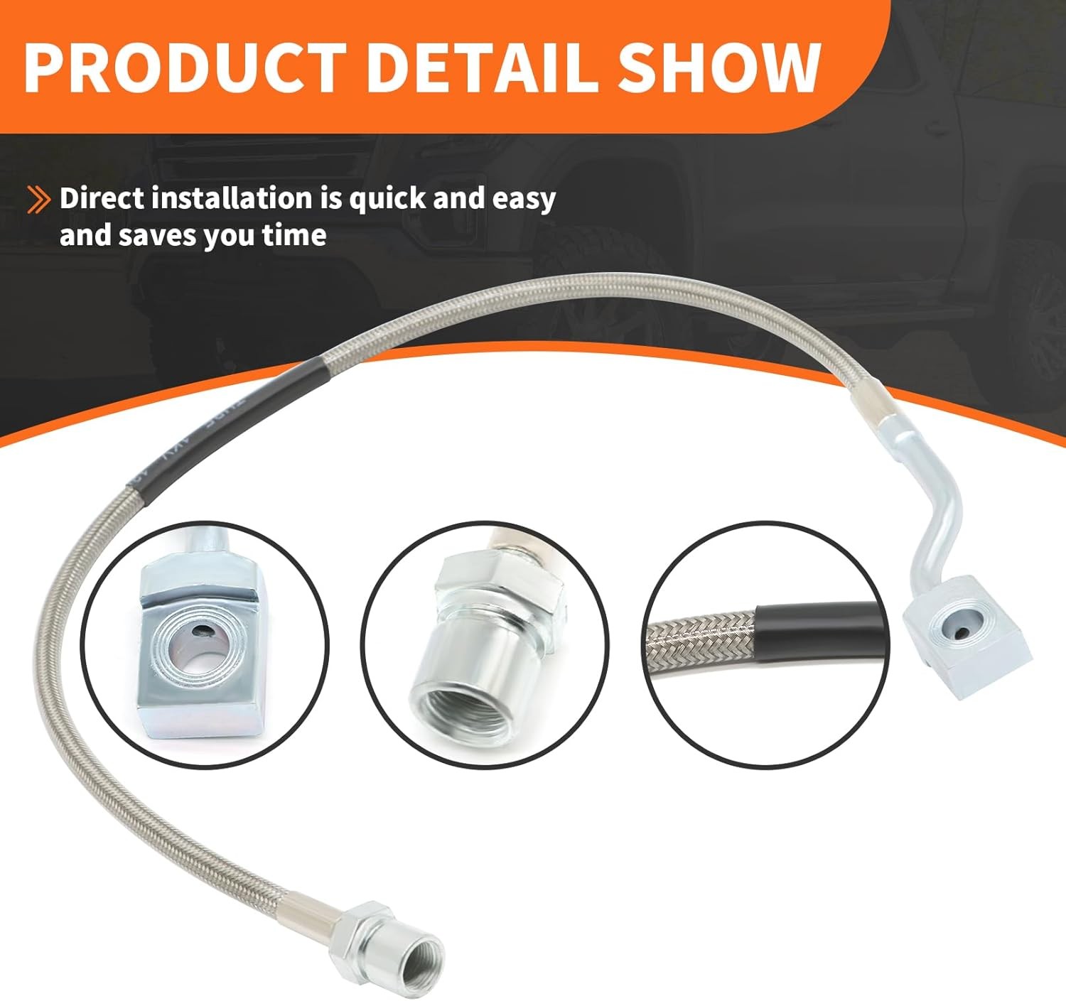 Extended Front Brake Lines 5-7.5in For 07-19 Suburban 1500 Tahoe GMC Yukon