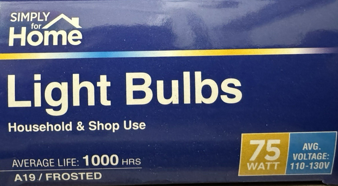 6 75W Simply for Home Frosted White Glass A19 Light Bulbs w/Standard Medium Base