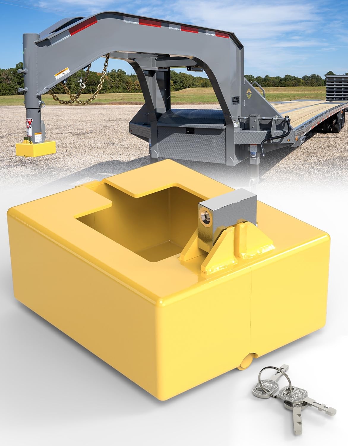 Gooseneck Trailer Lock, Lock for Trailers, Fits Round and Yellow