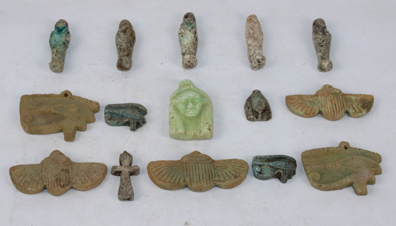 COLLECTION of 15 RARE ANCIENT EGYPTIAN PHARAONIC ANTIQUE Amulets (Egypt History)