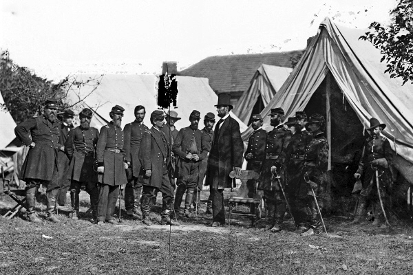 New 5x7 Civil War Photo: Abraham Lincoln with George McClellan & Officers - 1862