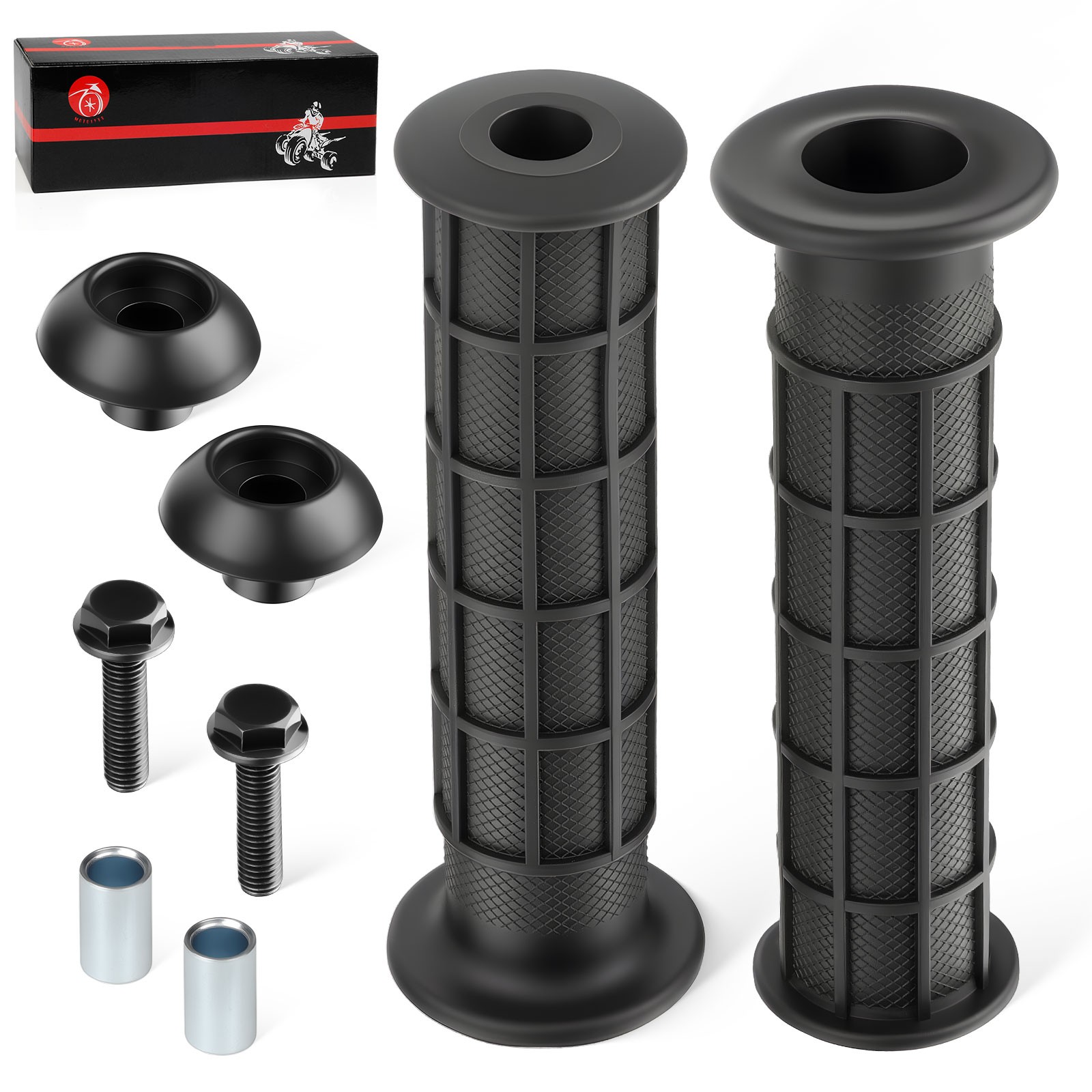 2 Handle Grip & Handle Bar End Guard w/ Screw for Honda FourTrax 125 250 300 350