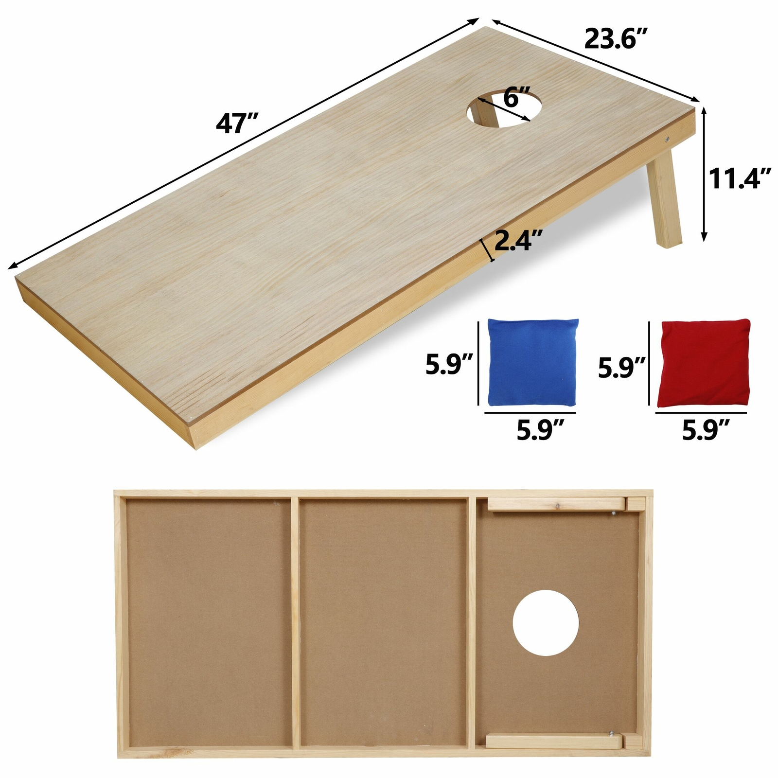 4 x 2FT Cornhole Bean Bag Toss Game Set Lawn Backyard Regulation Size Wooden