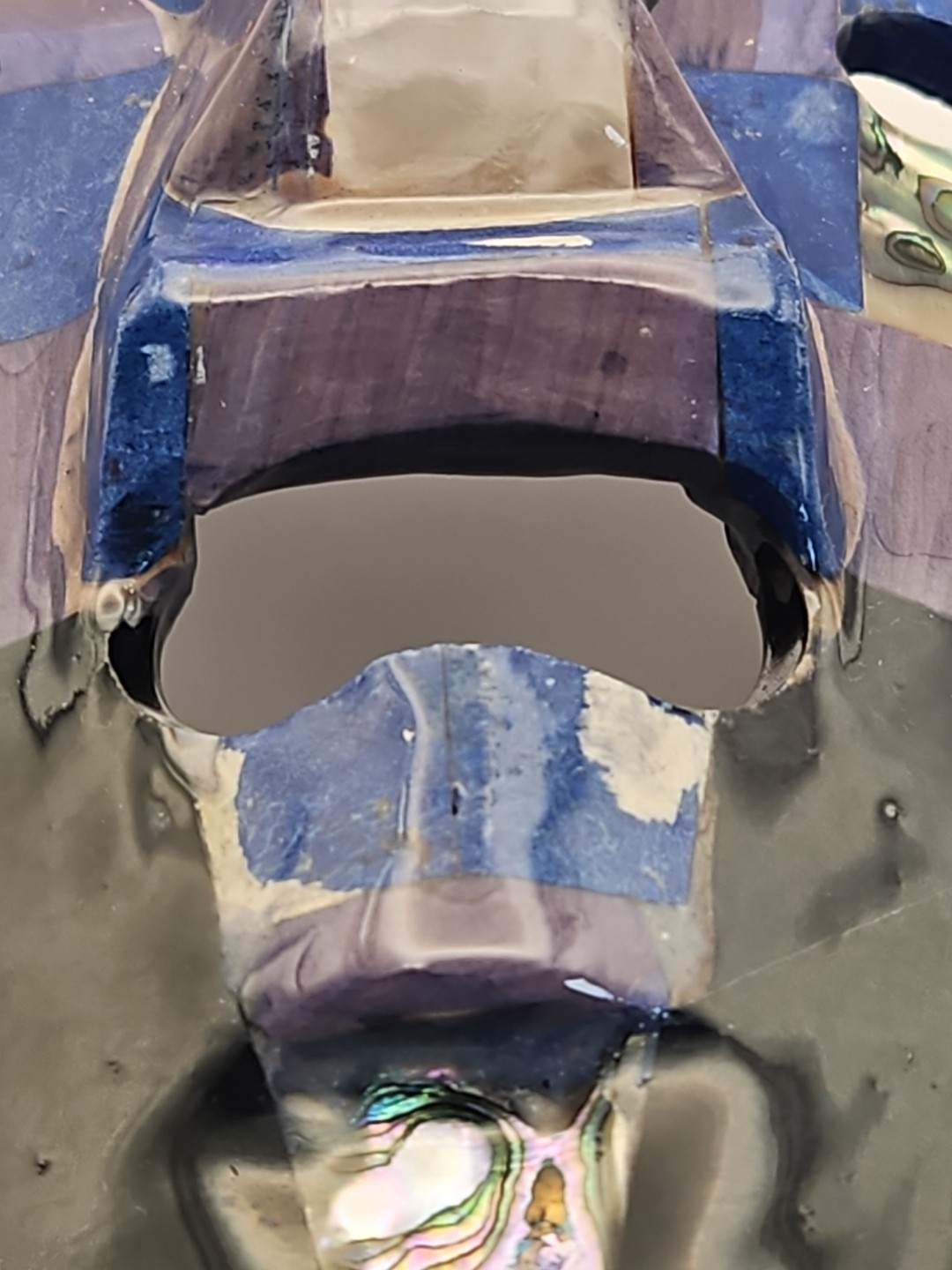 Mexican Mexico Mayan Aztec Death Burial Mask Abalone Stone Figurine Decorative