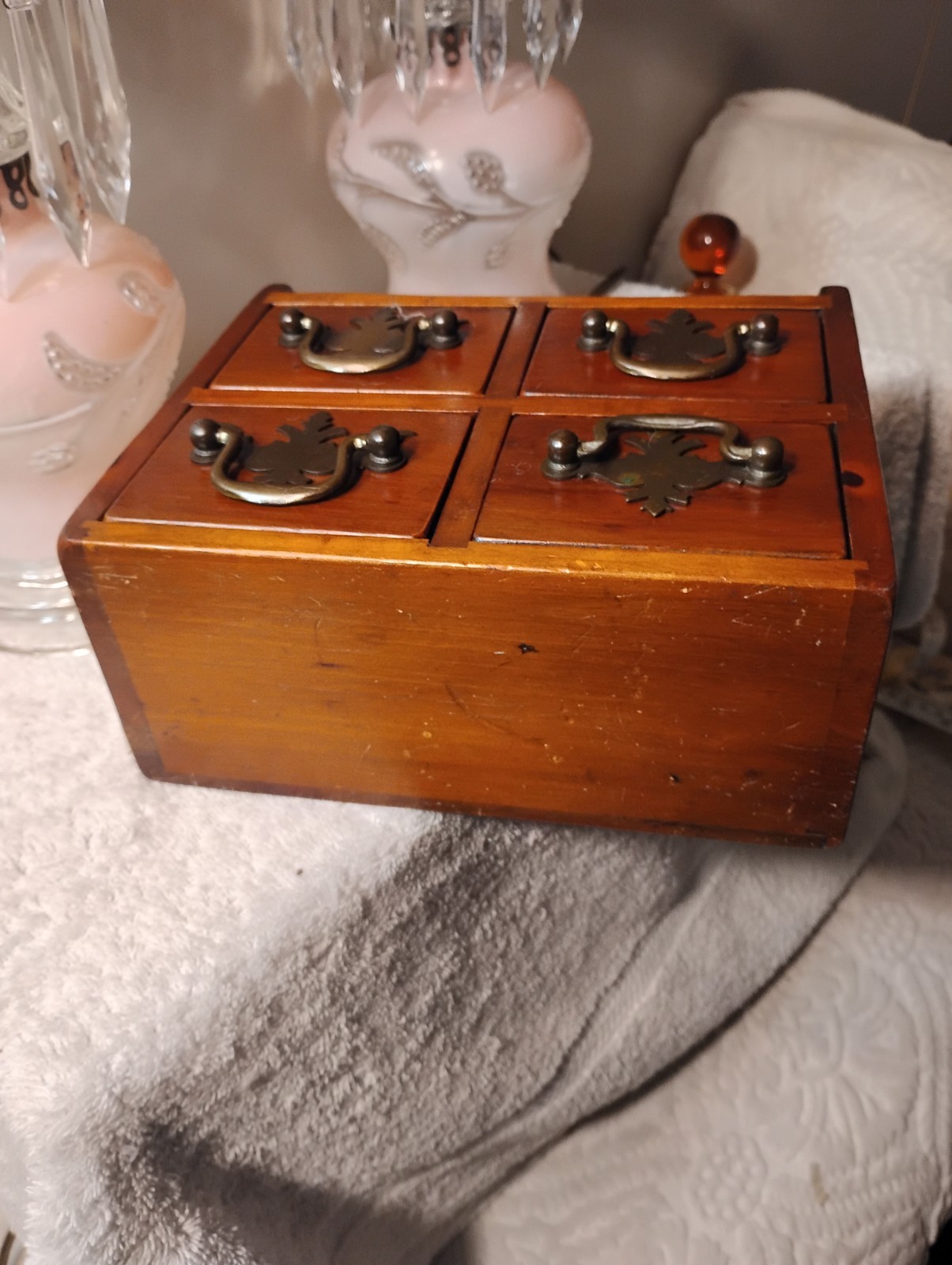 Special Vtg Wood Spice Cabinet Dk Mahogany 4 Drawers Excellent Cond Great Cond