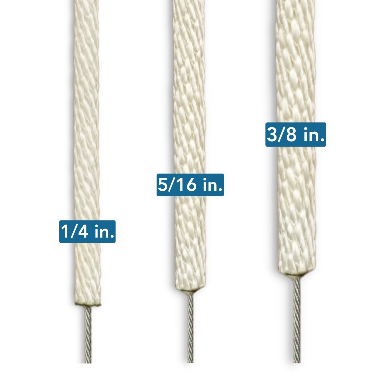 WIRE CENTER FLAGPOLE ROPE Replacement halyard braided Polyester line White Silve