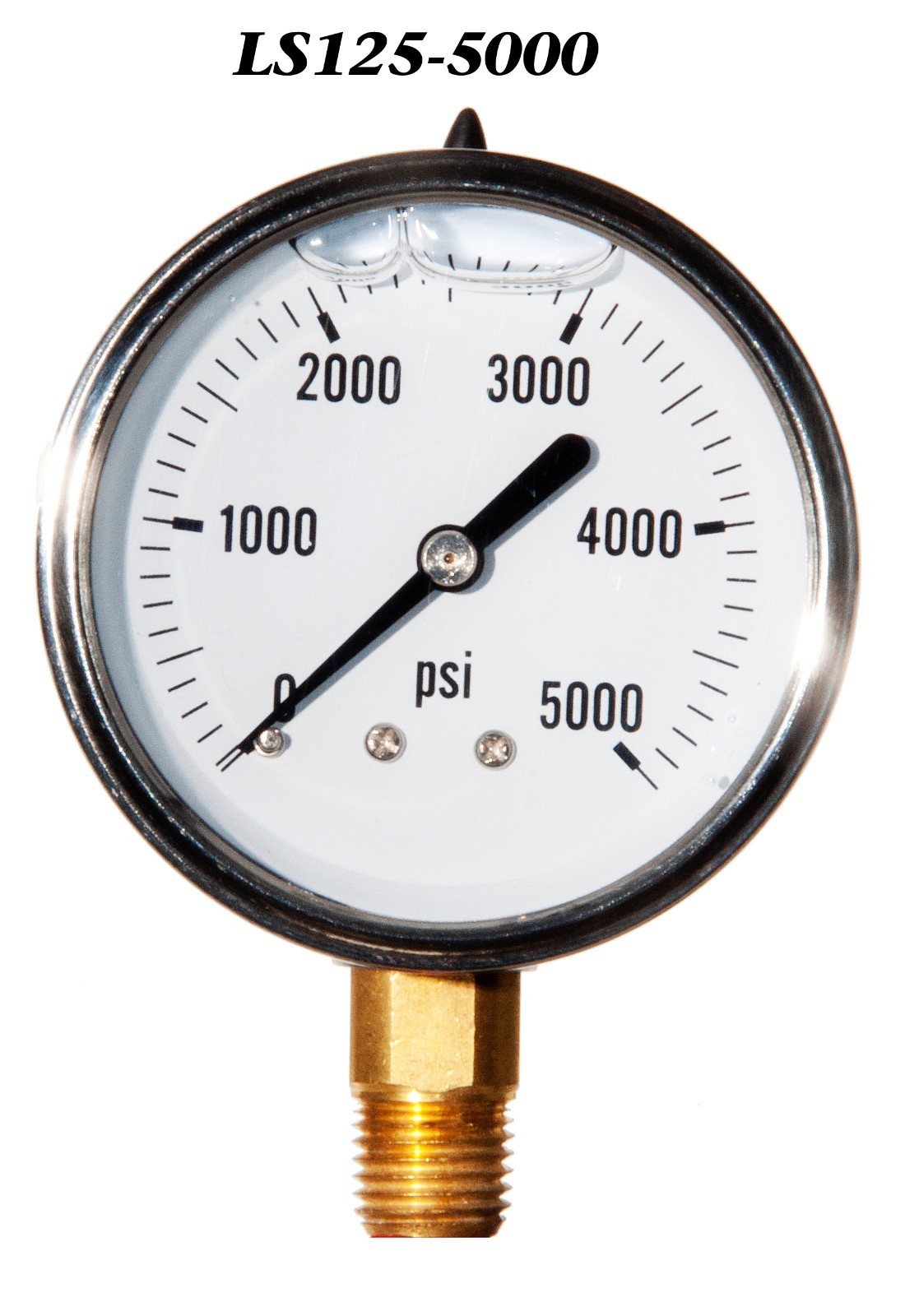 New Hydraulic Liquid Filled Pressure Gauge 0-5000 PSI 2.5" Face 1/4" LM