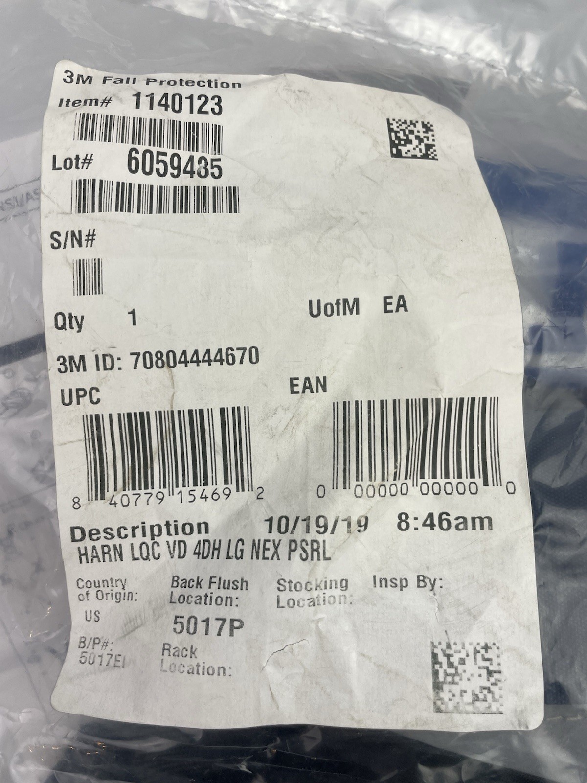 ⭐️ 3M DBI-SALA 1140123 LARGE Full Body Harness Vest Quick-Connect Buckles 420lb