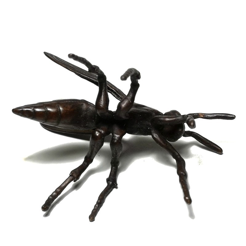 2.2 Inch Old Chinese Bronze Carving Wasp Hornet Figurine Statue Gift Collection