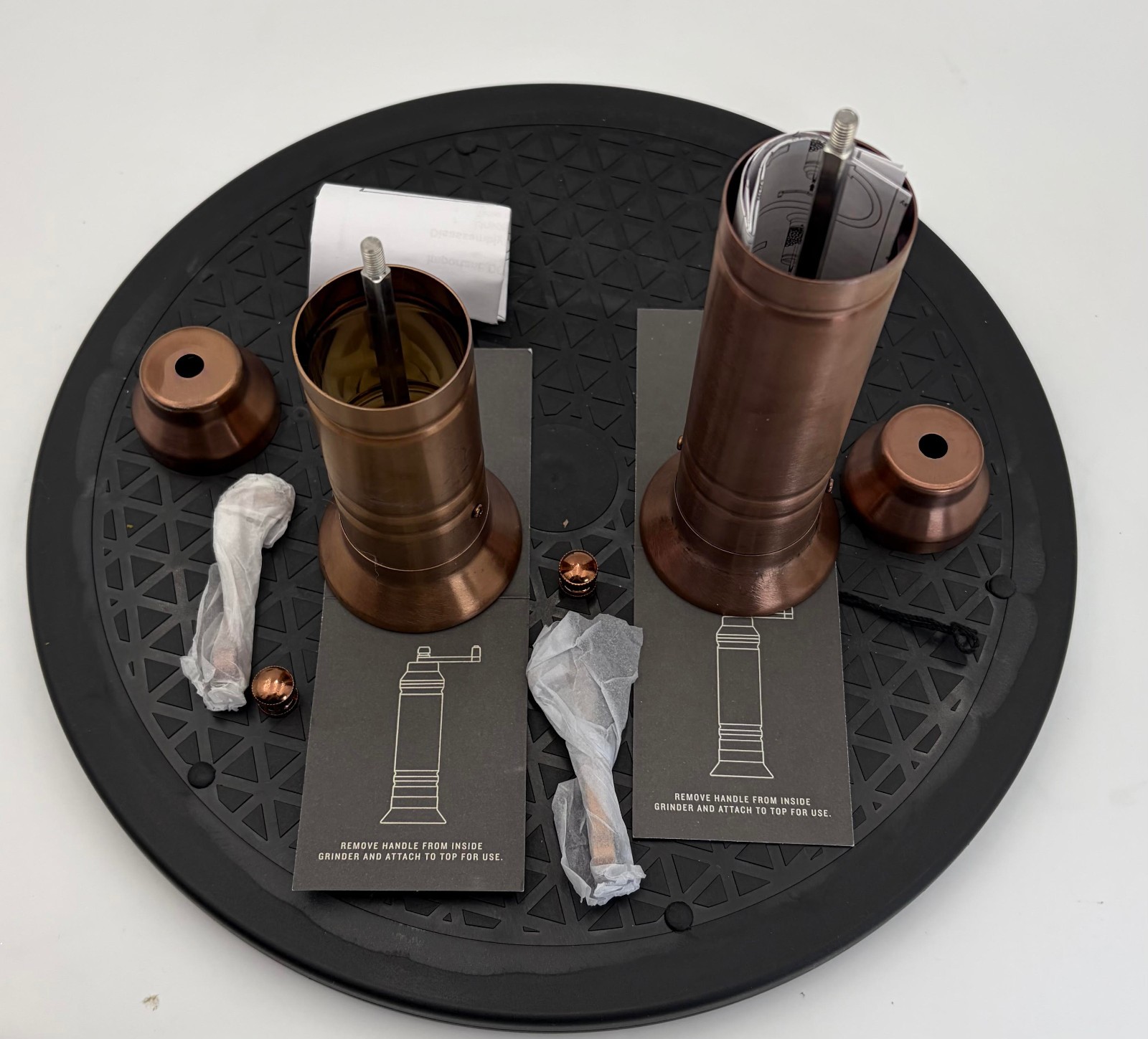 Hearth & Hand With Magnolia Salt & Pepper 2pc Copper Gold Finish Crank Grinder