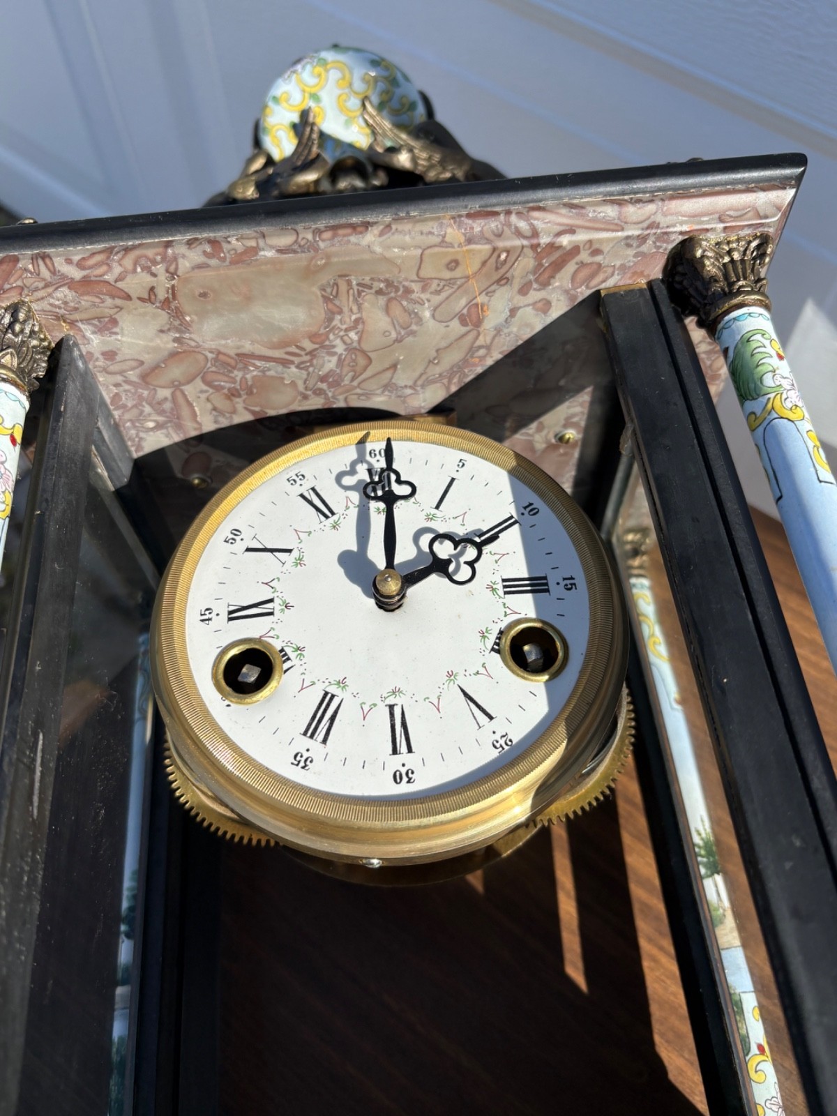 French Clock Bronze Cherubs Lion 1880's **Read**