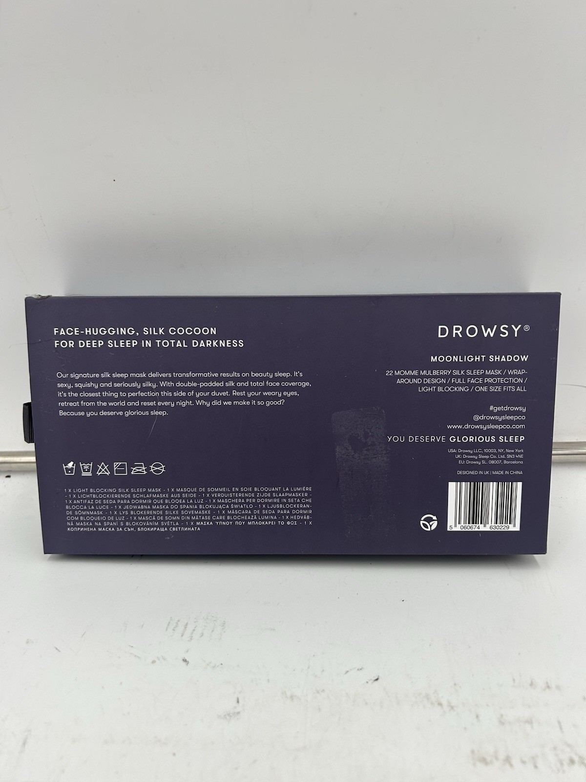 Drowsy Sleep Mask Moonlight Shadow Padded Silk Eye Pillow NEW IN BOX