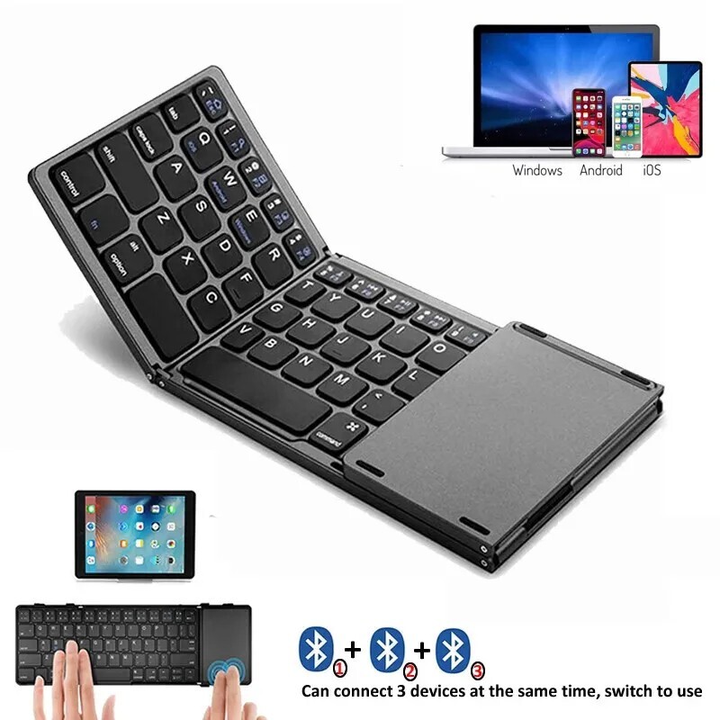 Mini Folding Wireless Bluetooth Keyboard With Touchpad for Laptop Tablet Phone