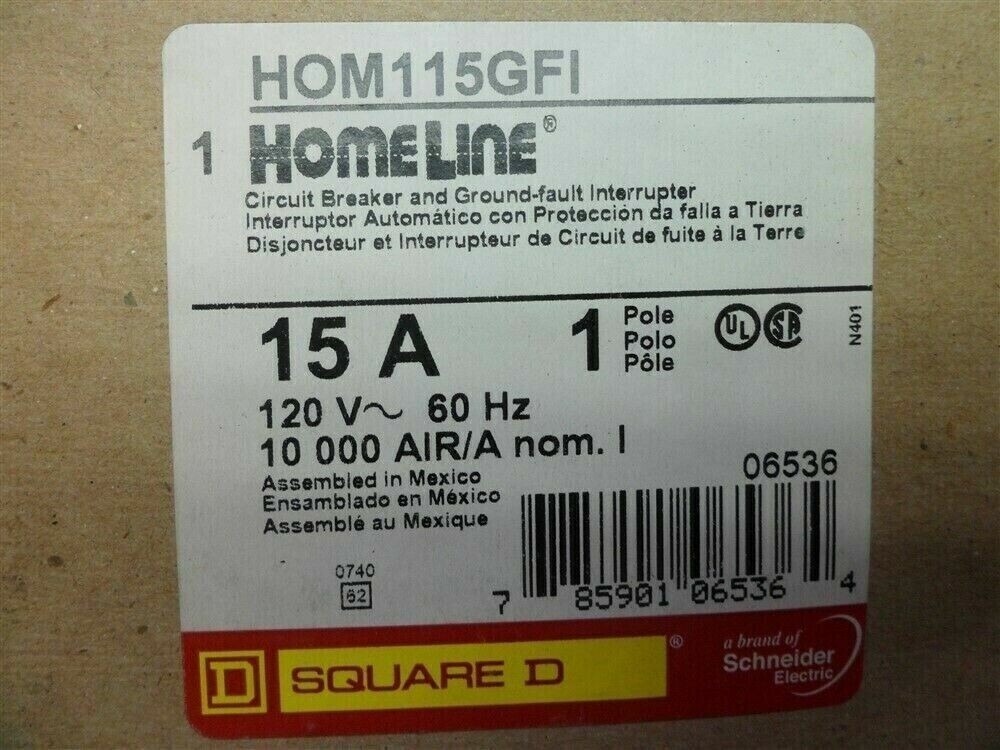 1  SQUARE D HOMELINE HOM115GFI HOM115GFIC 15A GFCI CIRCUIT BREAKER