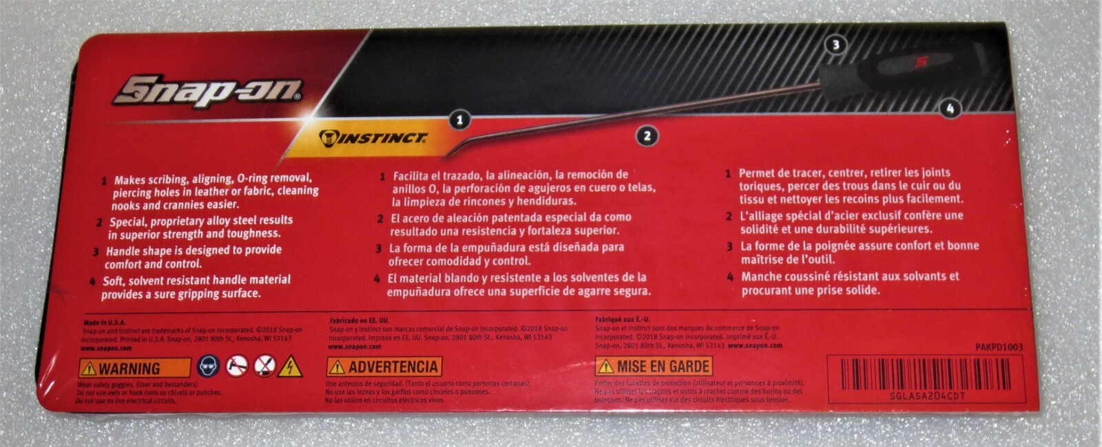 *NEW* Snap-on LONG Pick Set SGLASA204CDT *TITANIUM SOFT HANDLES* NEW & SEALED!