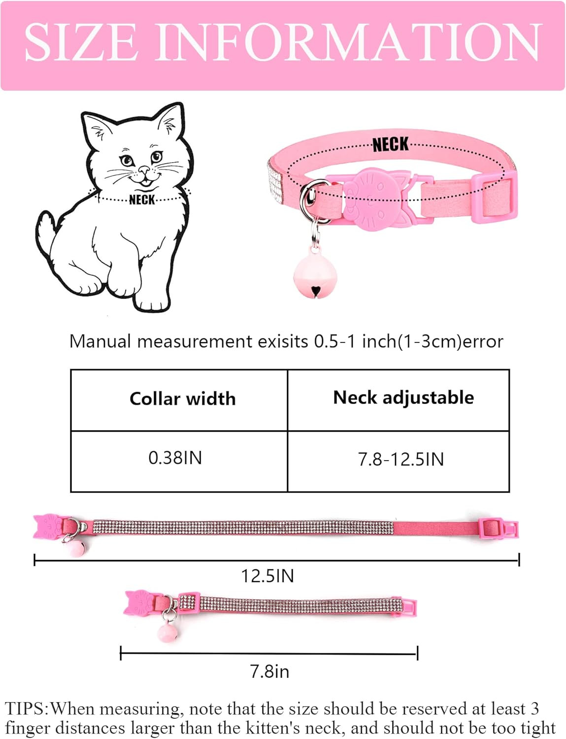 Cat Collars for Girl Cats with Rhinestone Soft Velvet,Breakaway Cat Collars with