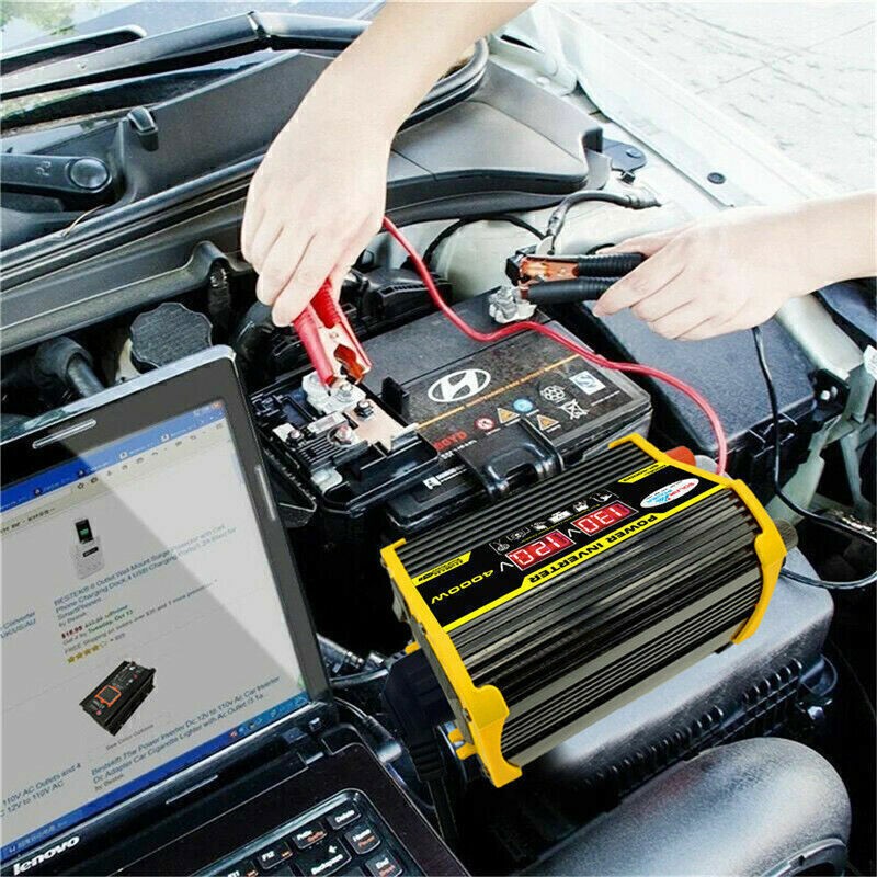 4000W Car Power Inverter DC 12V To AC 110V Pure Sine Wave Converter LCD USA