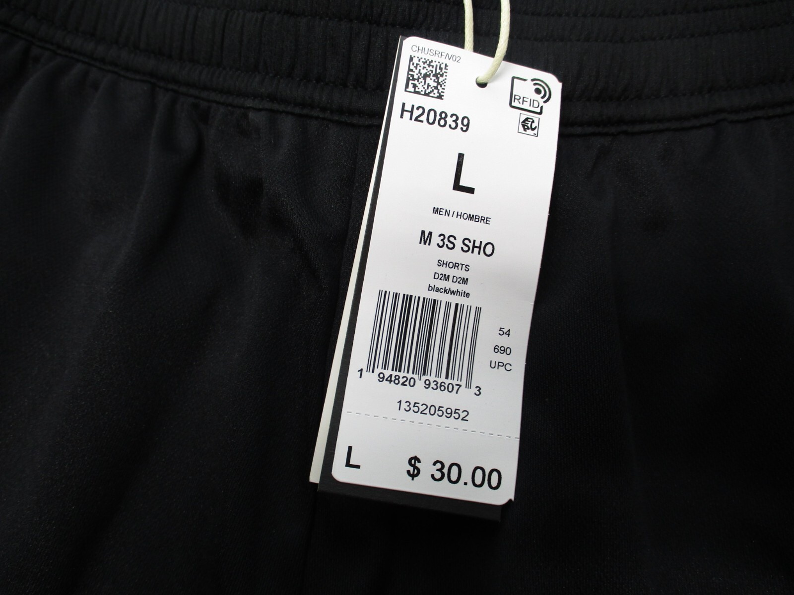 Adidas Mens Large Designed to Move 3-Stripes Shorts Pockets Black & White