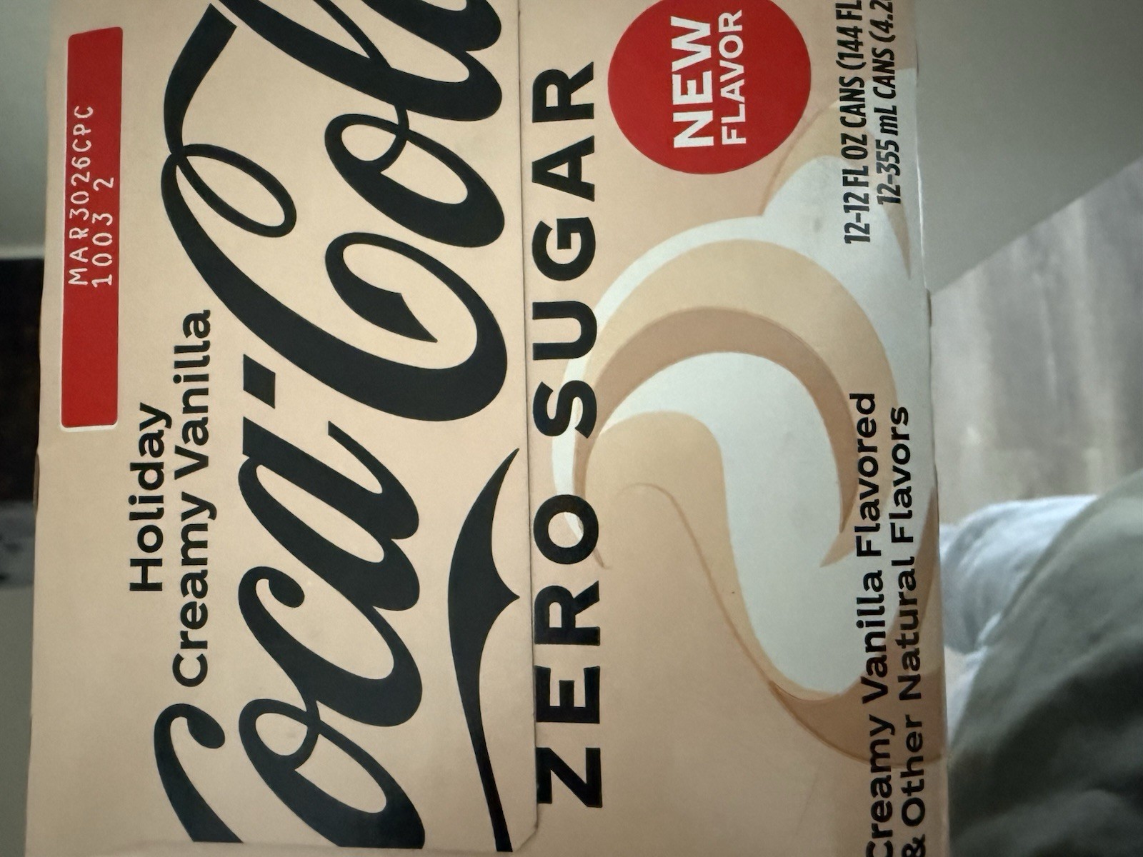 Coca-Cola Zero Sugar Holiday Vanilla Cream 12oz 12pk 3/30/26 BBD