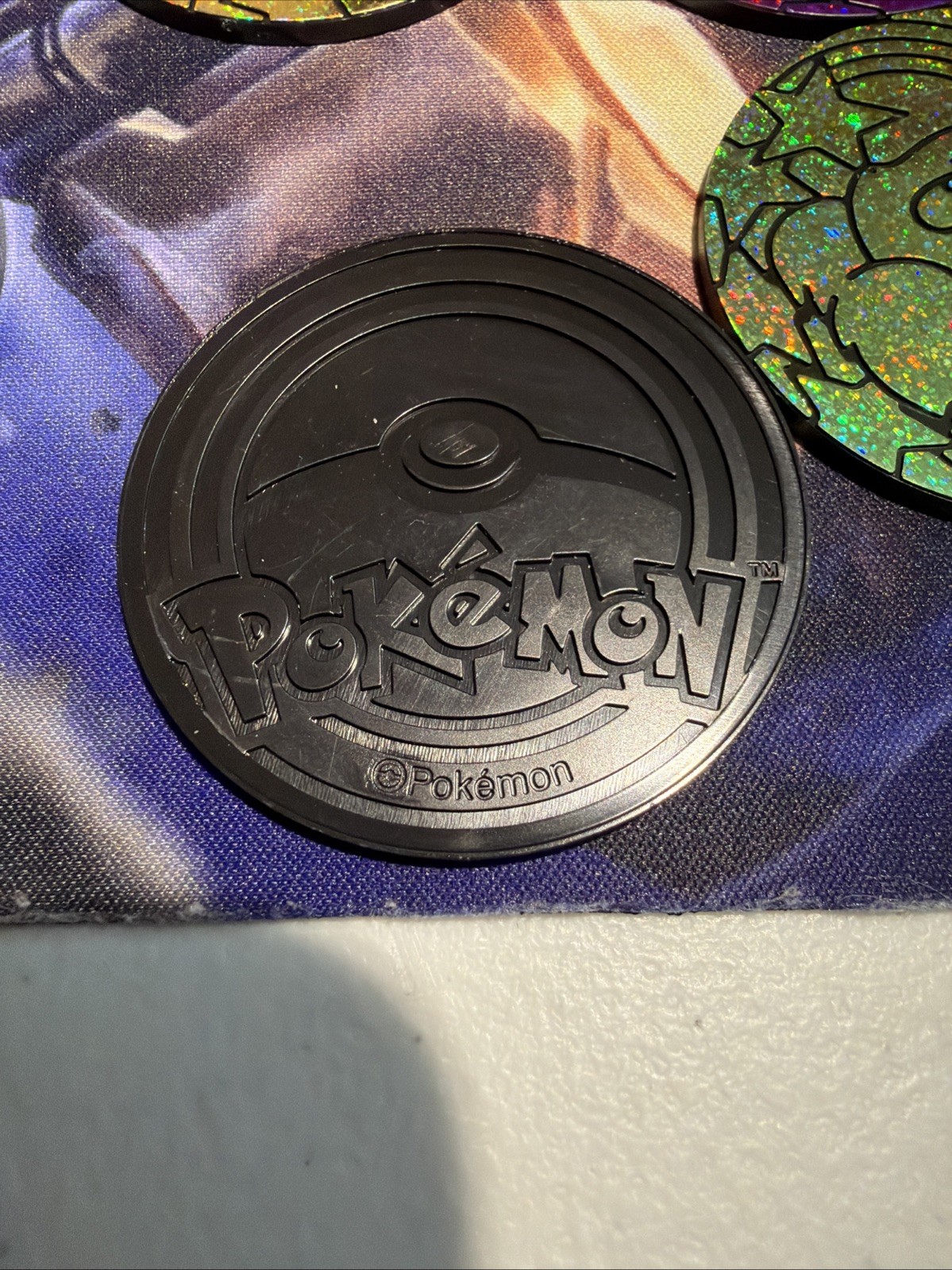 Set Of 7 Pokemon PRISMATIC EVOLUTIONS Jumbo Eevee Coins Sparkle Red Blue Pink