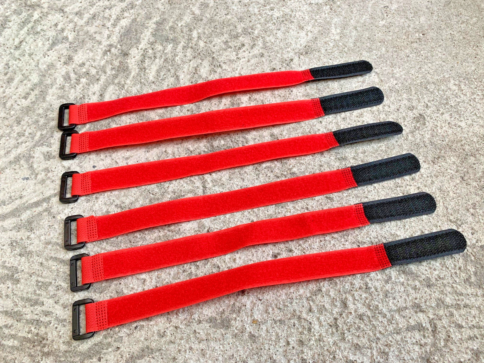 20mm X 400mm RC Rubberized Battery Straps 6 Pack Red / Black