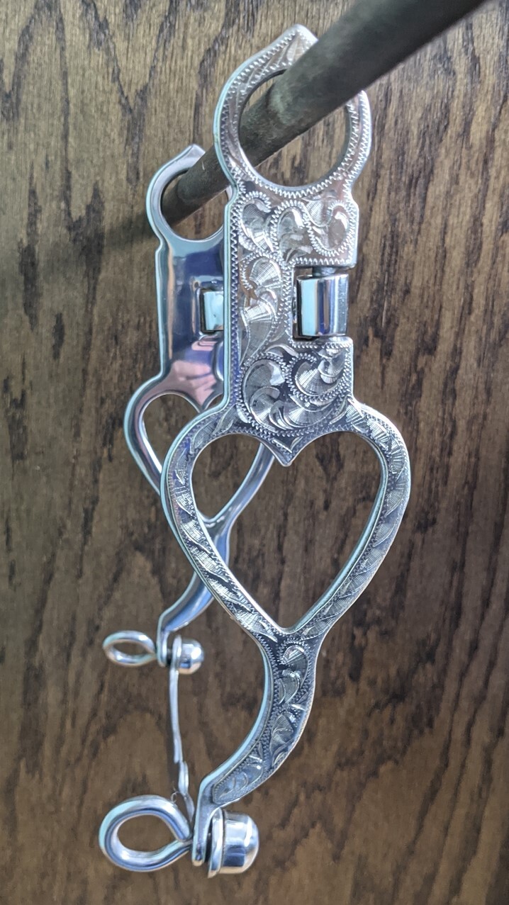 Western Silver Heart Cheek Show Bit - 5" Snaffle Mouth - 8" Cheek