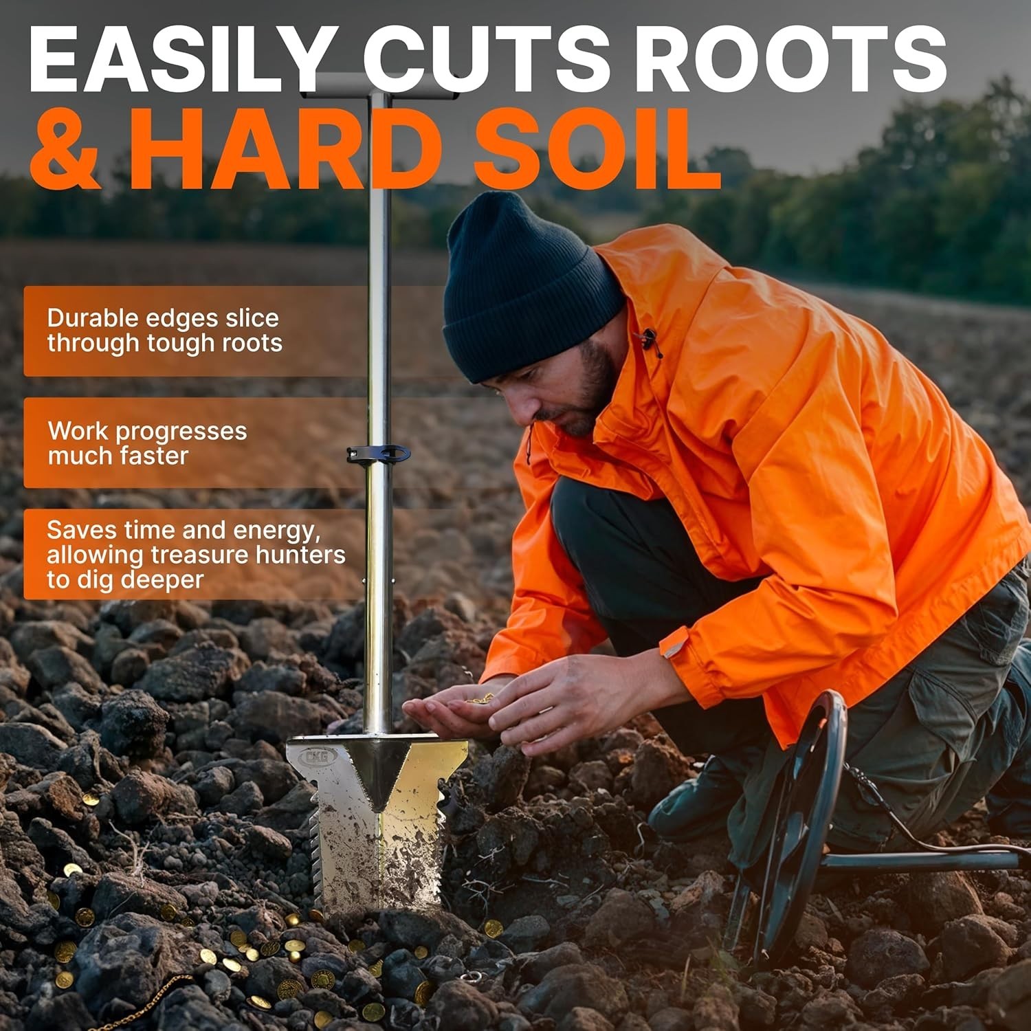 CKG Adjustable Shovel for Metal Detecting Stainless Steel 304 Portable, USED